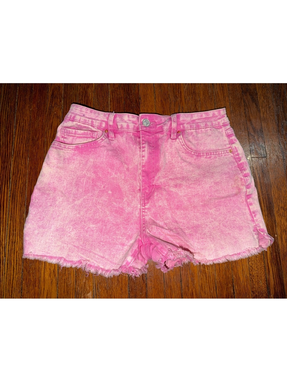Women’s YMI Jeans W 30 High Rise Acid Wash Denim Jean Pink Short Shorts